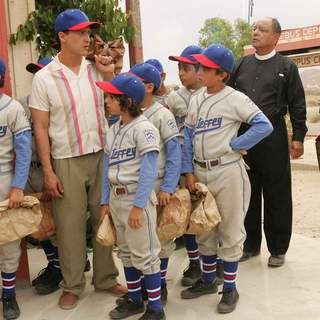 Jake T. Austin, Clifton Collins Jr., Moises Arias, Mario Quinonez, Jansen Panettiere, Cheech Marin and Emilie de Ravin in Image Entertainment's The Perfect Game (2011). Photo credit by Vivian Zink.