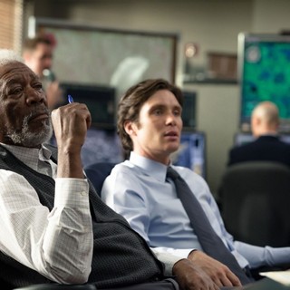 Morgan Freeman stars as Joseph Tagger and Cillian Murphy stars as Agent Buchanan in Warner Bros. Pictures' Transcendence (2014)