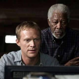 Paul Bettany stars as Max Waters and Morgan Freeman stars as Joseph Tagger in Warner Bros. Pictures' Transcendence (2014)