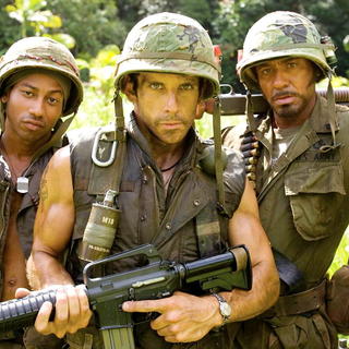 Brandon Jackson, Ben Stiller and Robert Downey Jr. in DreamWorks Pictures' Tropic Thunder (2008)