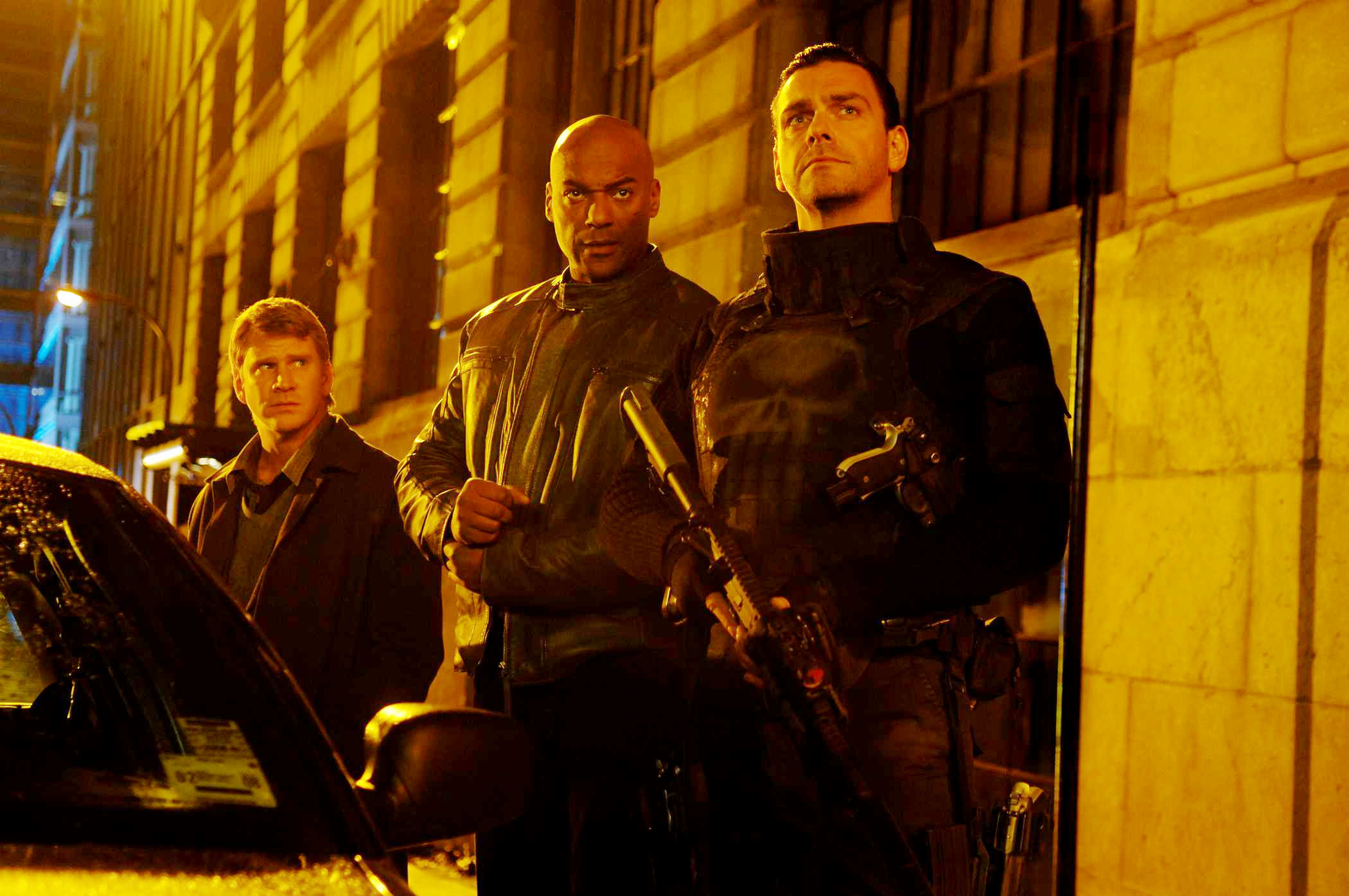 Dash Mihok, Colin Salmon and Ray Stevenson in Lions Gate Films' Punisher: War Zone (2008). Photo credit by Jonathan Wenk.