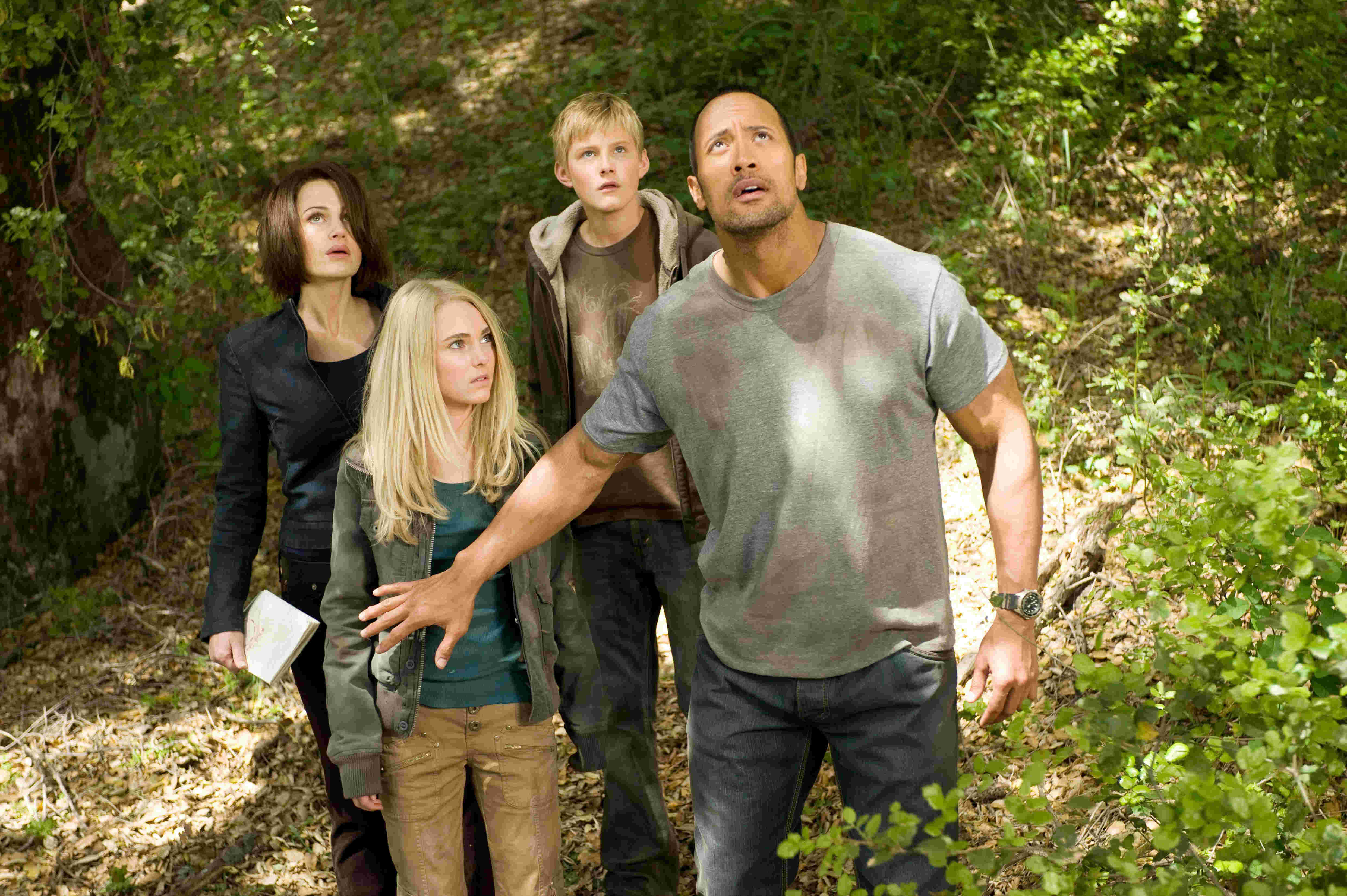 Carla Gugino, AnnaSophia Robb, Alexander Ludwig and The Rock in Walt Disney Pictures' Race to Witch Mountain (2009)