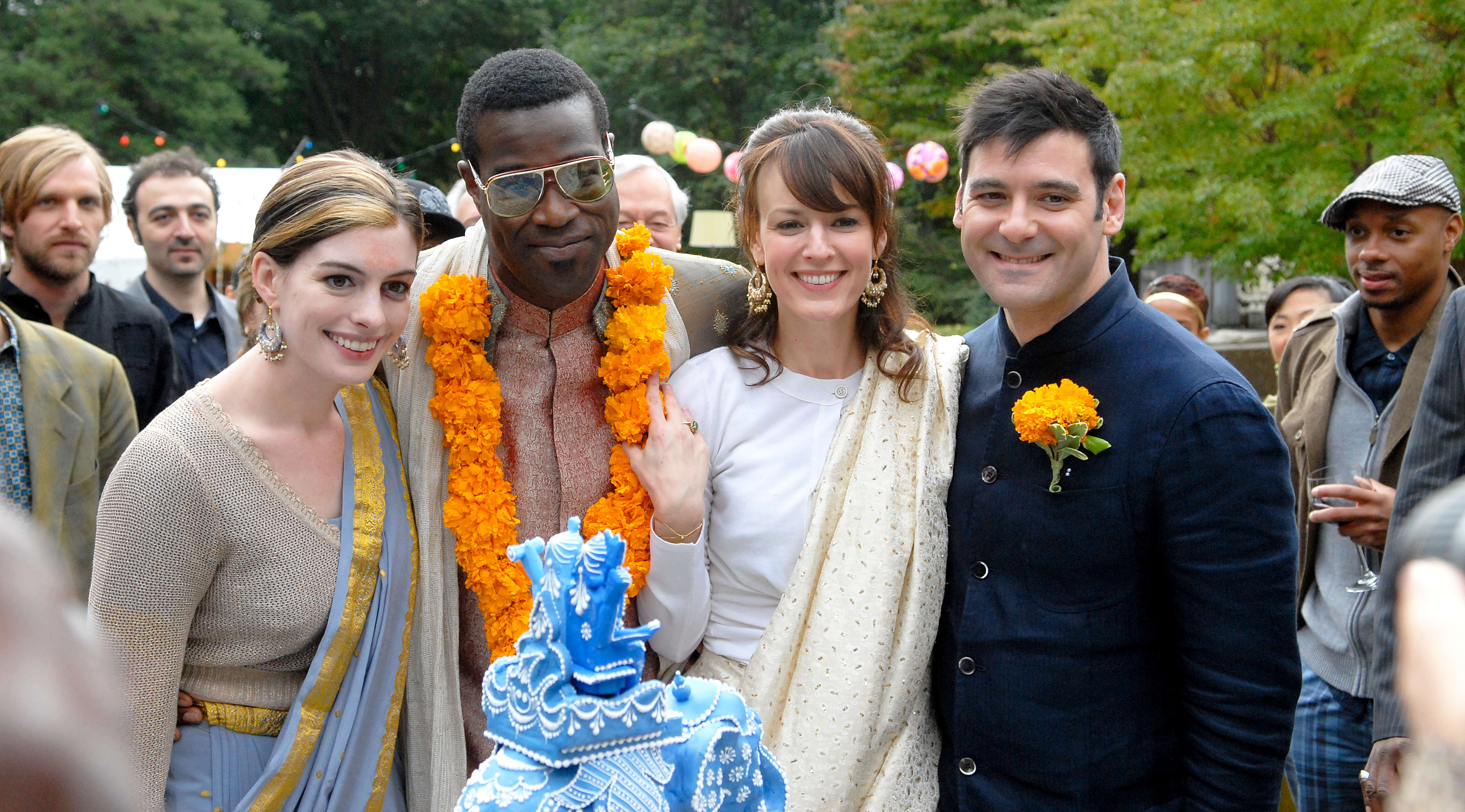 Anne Hathaway, Tunde Adebimpe, Rosemarie DeWiktt and Mather Zickel in Sony Pictures Classics' Rachel Getting Married (2008). Photo by Bob Vergara.