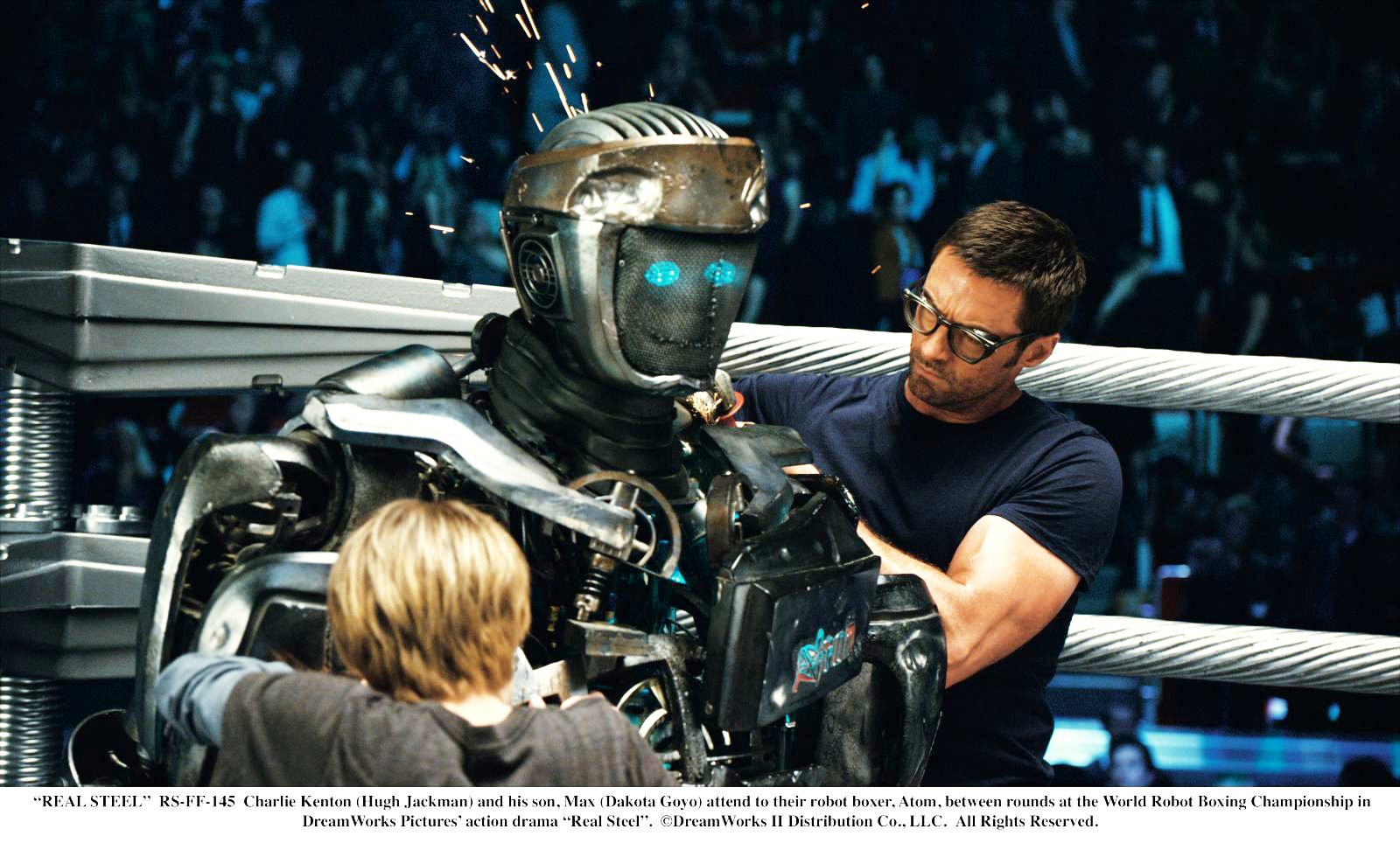 Dakota Goyo stars as Max Kenton and Hugh Jackman stars as Charlie Kenton in Walt Disney Pictures' Real Steel (2011)