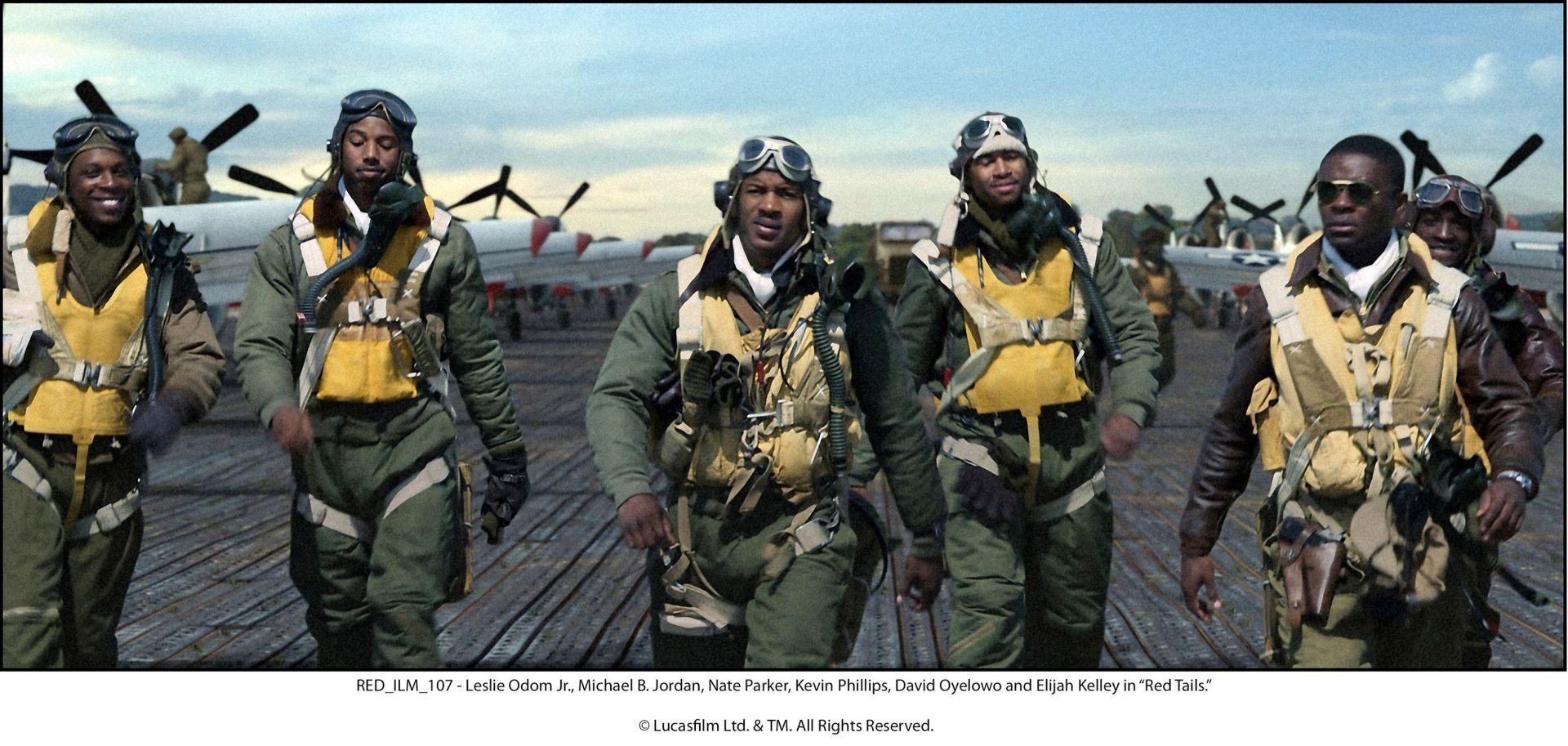 Michael B. Jordan, Nate Parker, Kevin Phillips, David Oyelowo and Elijah Kelley in The 20th Century Fox's Red Tails (2012)