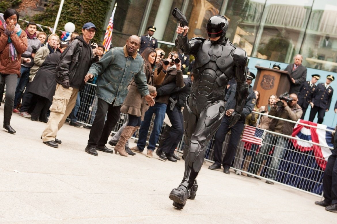 Joel Kinnaman stars as RoboCop in Columbia Pictures' RoboCop (2014). Photo credit by Kerry Hayes.