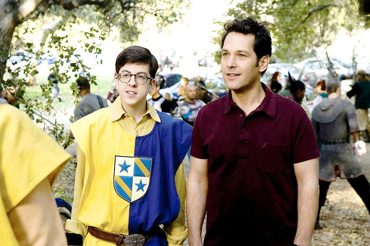 Christopher Mintz-Plasse stars as Augie Farks and Paul Rudd stars as Danny Donahue in Universal Pictures' Role Models (2008)