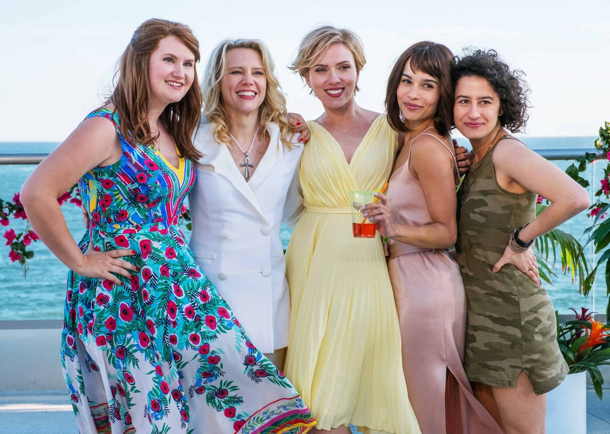 Jillian Bell, Kate McKinnon, Scarlett Johansson, Zoe Kravitz and Ilana Glazer in Sony Pictures' Rough Night (2017)