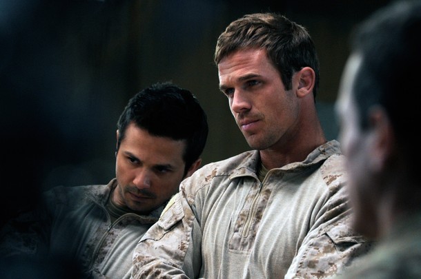 Freddy Rodriguez stars as Trench and Cam Gigandet stars as Stunner in National Geographic Channel's Seal Team Six: The Raid on Osama Bin Laden (2012)