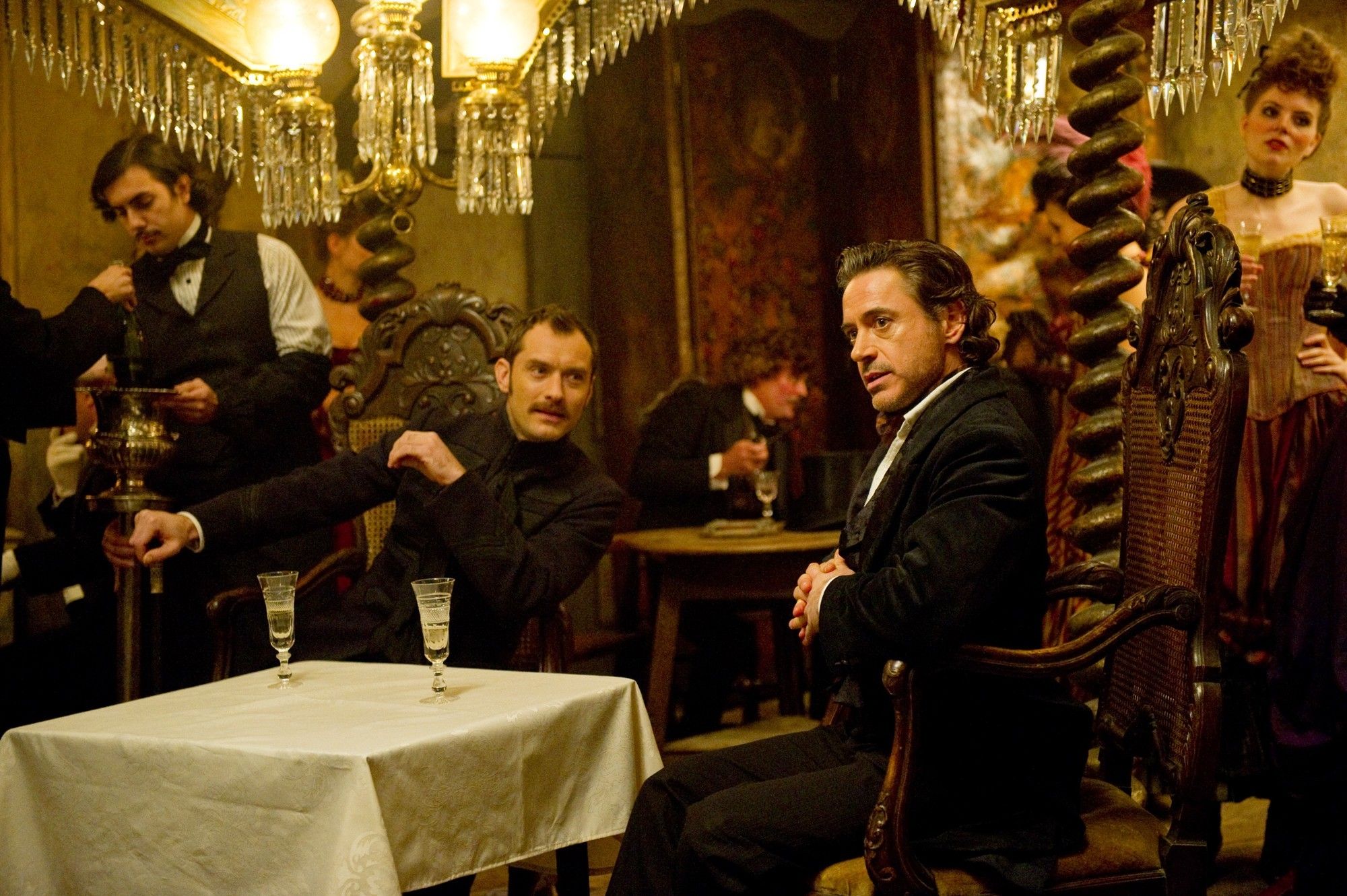 Jude Law stars as Dr. John Watson and Robert Downey Jr. stars as Sherlock Holmes in Warner Bros. Pictures' Sherlock Holmes: A Game of Shadows (2011)