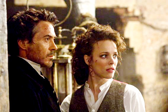 Robert Downey Jr. stars as Sherlock Holmes and Rachel McAdams stars as Irene Adler in Warner Bros. Pictures' Sherlock Holmes (2009)