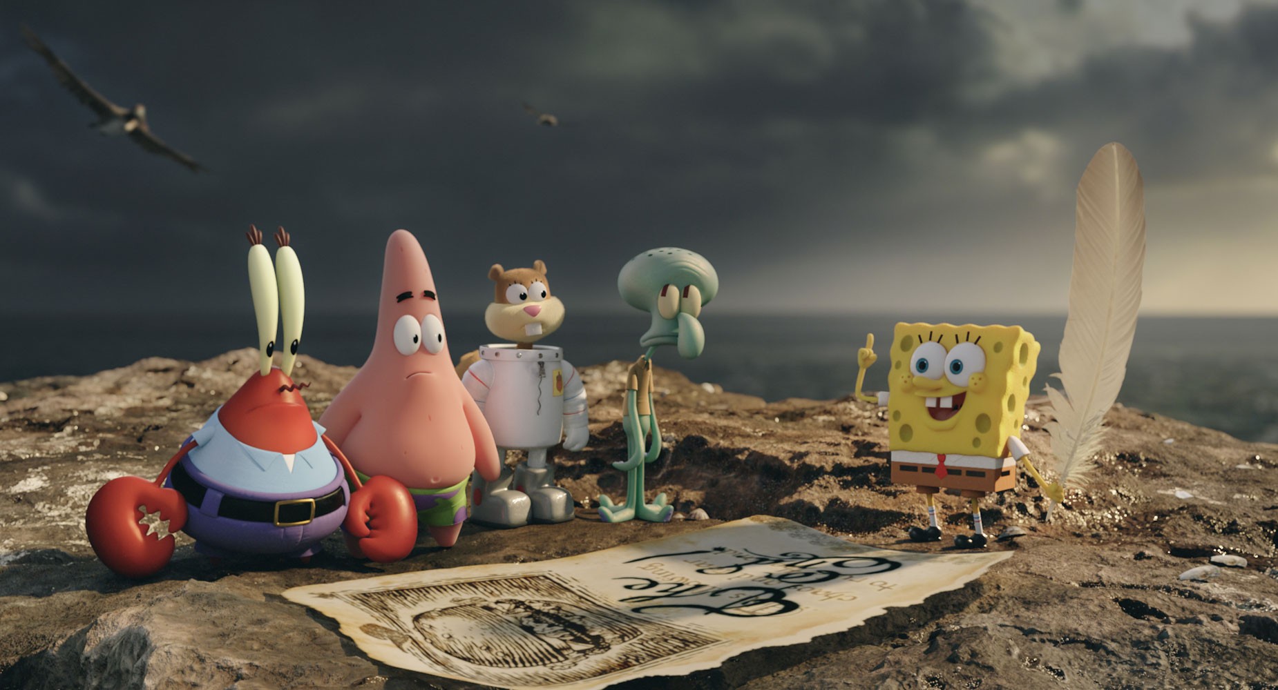 Mr. Krabs, Patrick Star, Sandy, Squidward Tentacles and SpongeBob SquarePants in Paramount Pictures' The SpongeBob Movie: Sponge Out of Water (2015)