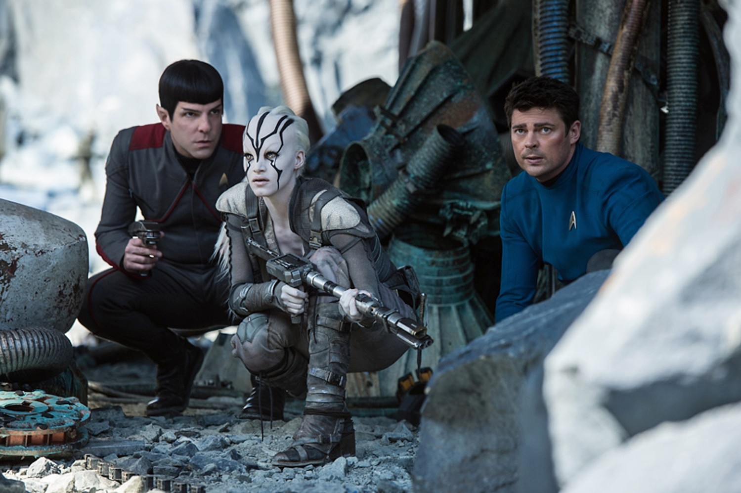 Zachary Quinto, Sofia Boutella and Karl Urban in Paramount Pictures' Star Trek Beyond (2016)