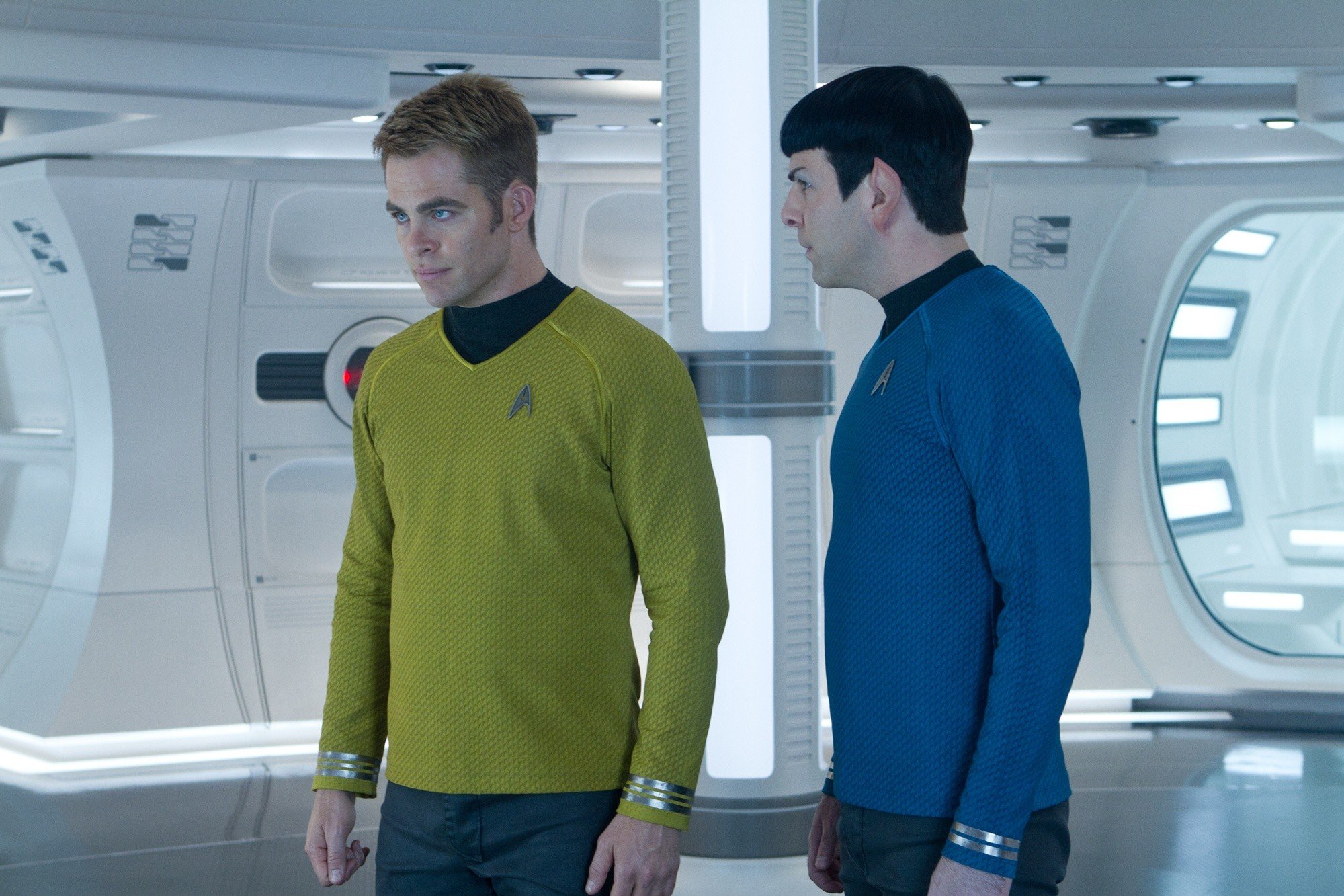 Chris Pine stars as James T. Kirk and Zachary Quinto stars as Spock in Paramount Pictures' Star Trek Into Darkness (2013)