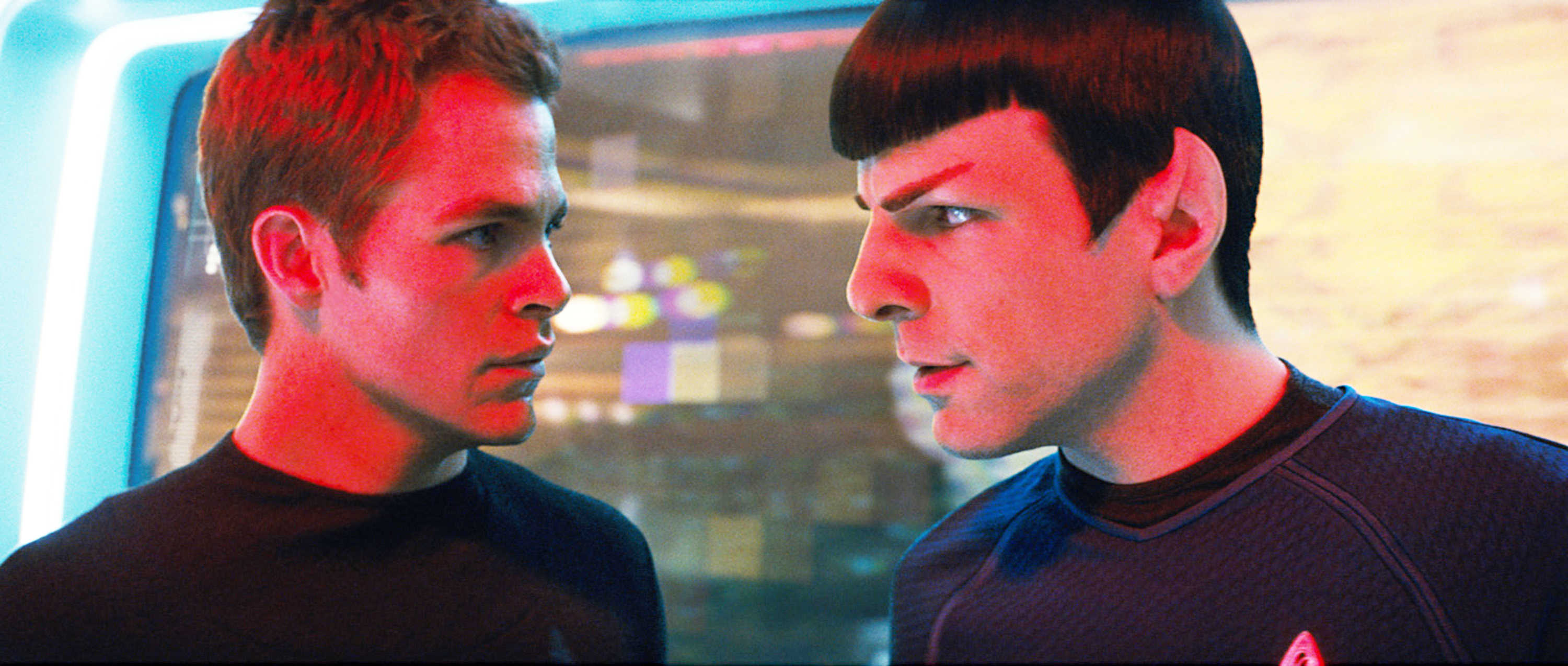 Chris Pine stars as Kirk and Zachary Quinto stars as Spock in Paramount Pictures' Star Trek (2009)
