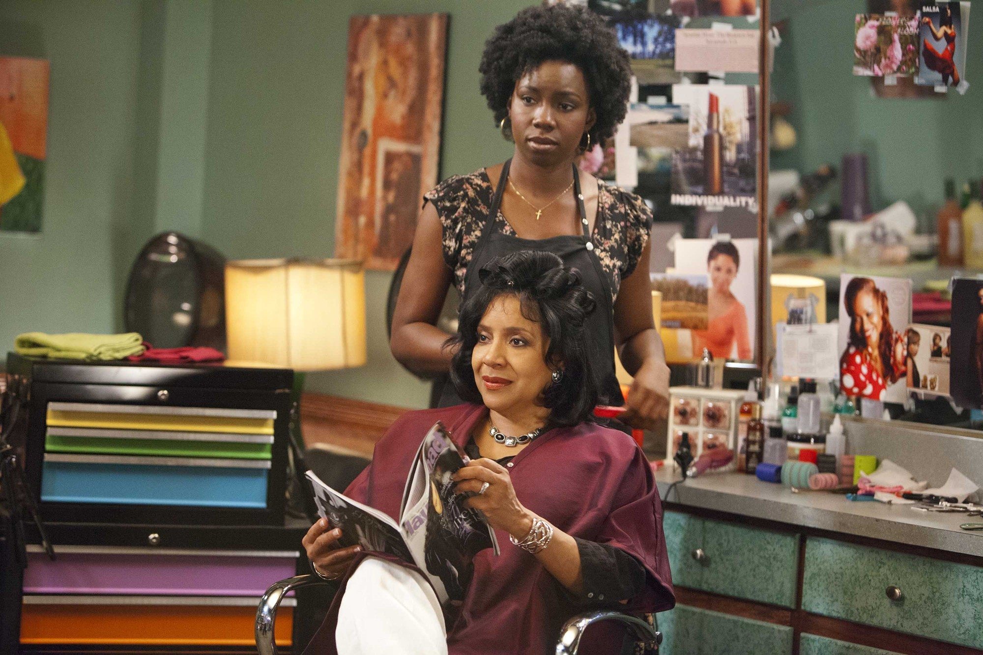 Phylicia Rashad stars as Clairee and Adepero Oduye stars as Annelle in Lifetime Movie Network's Steel Magnolias (2012)