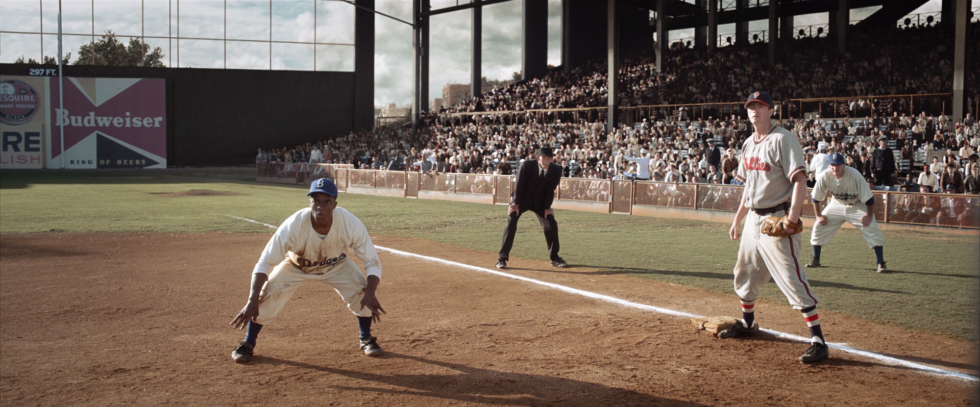 Chadwick Boseman stars as Jackie Robinson in Warner Bros. Pictures' 42 (2013)