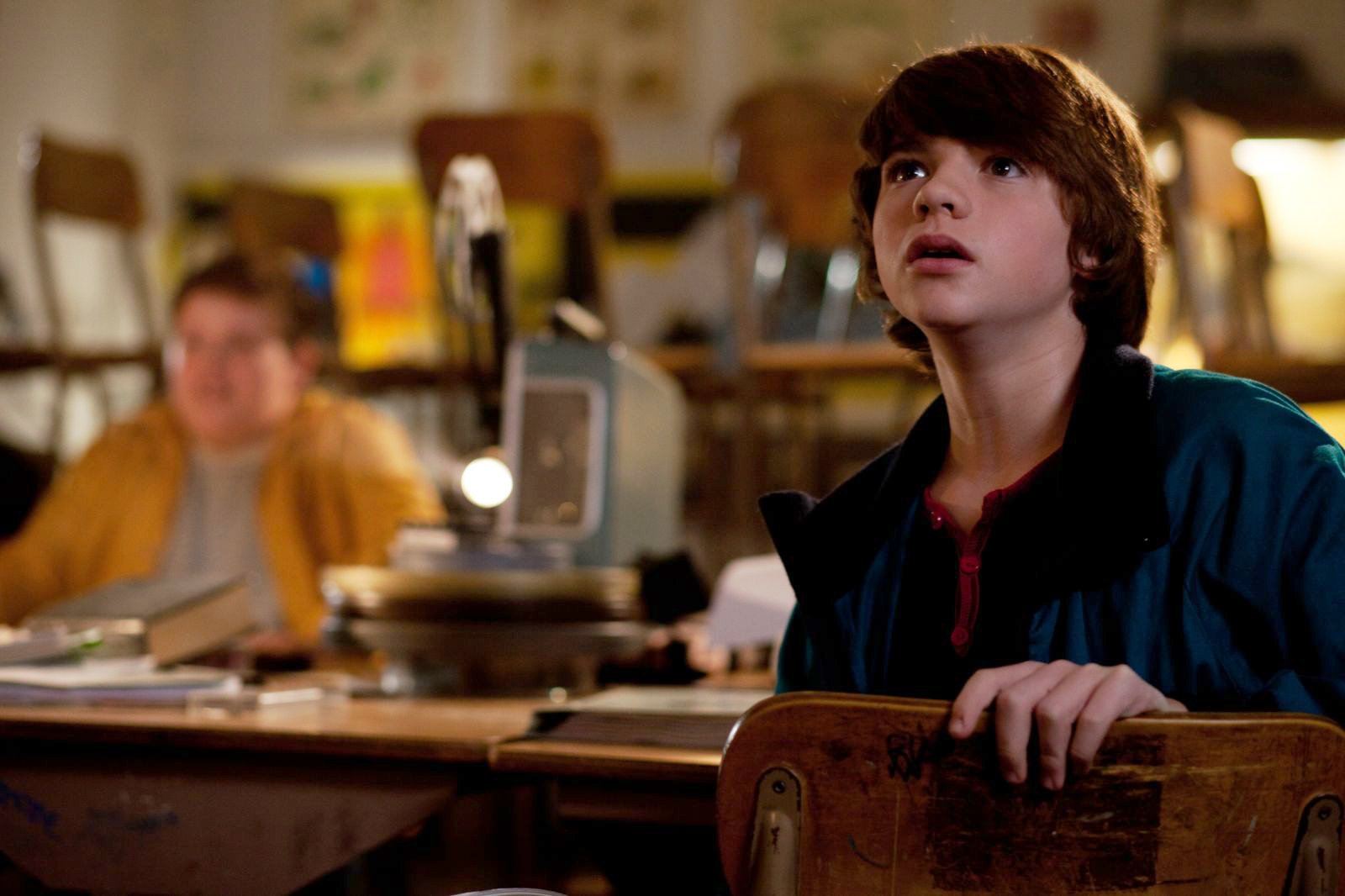 Riley Griffiths stars as Charles and Joel Courtney stars as Joe Lamb in Paramount Pictures' Super 8 (2011). Photo credit by Francois Duhamel.