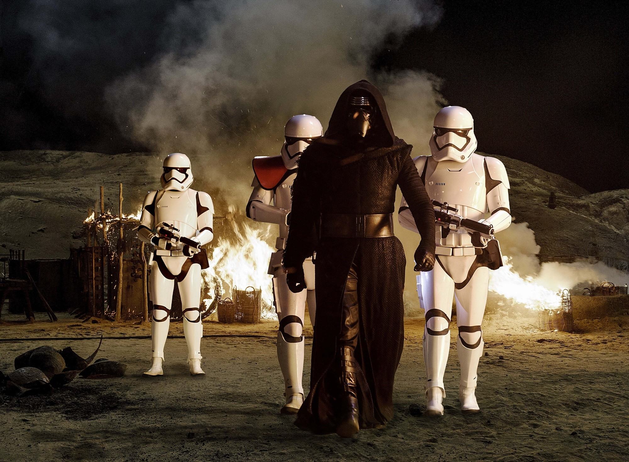 Kylo Ren and Stormtroopers from Walt Disney Pictures' Star Wars: The Force Awakens (2015)