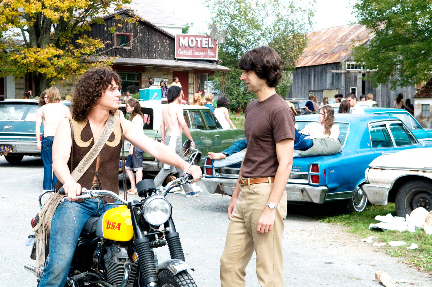 Jonathan Groff stars as Michael Lang and Demetri Martin stars as Elliot Tiber in Focus Features' Taking Woodstock (2009). Photo credit by Ken Regan.