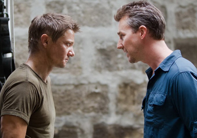 Jeremy Renner stars as Aaron Cross and Edward Norton stars as Byer in Universal Pictures' The Bourne Legacy (2012)