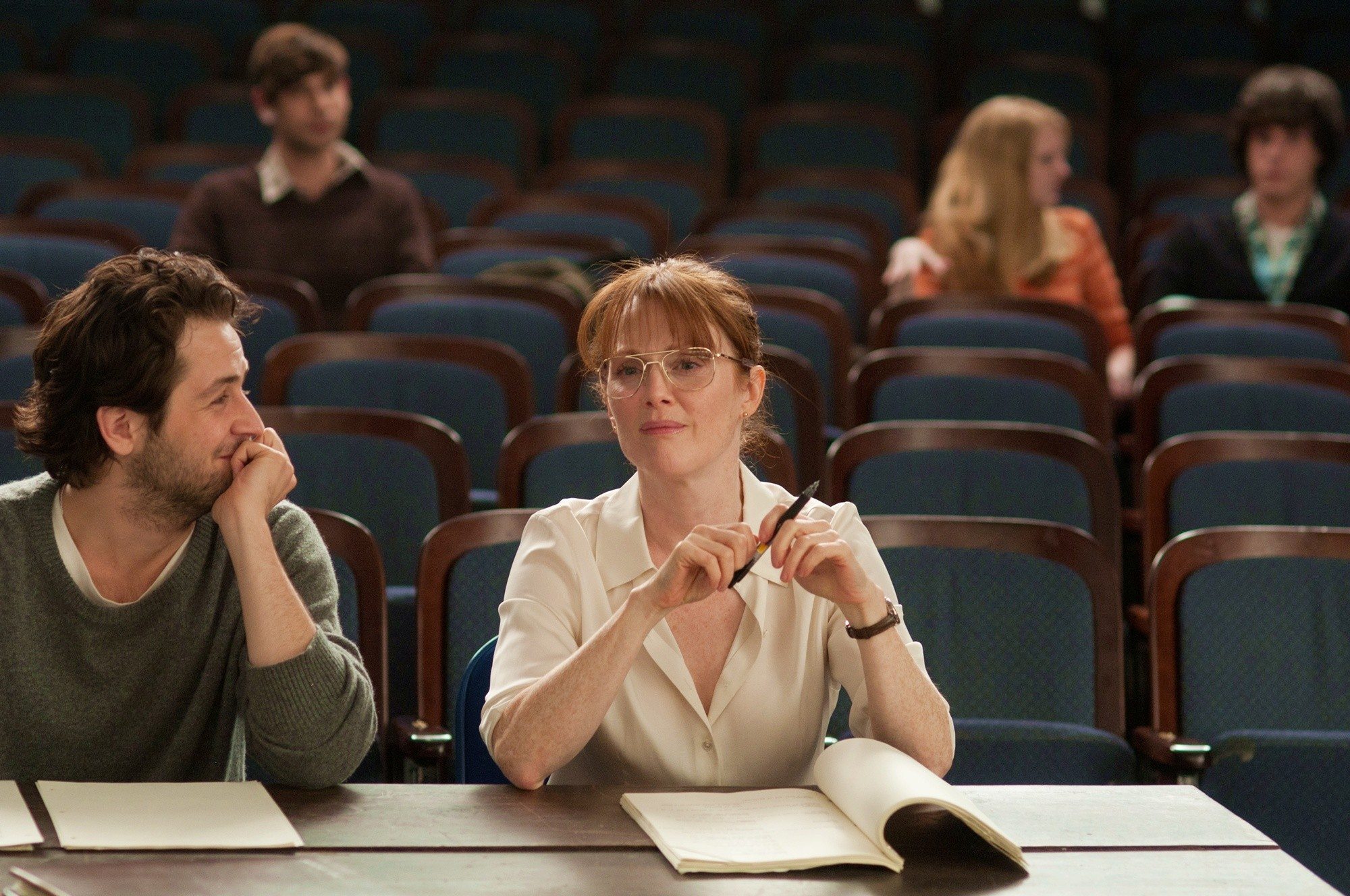 Michael Angarano stars as Jason Sherwood and Julianne Moore stars as Linda Sinclair in Tribeca Film's The English Teacher (2013)