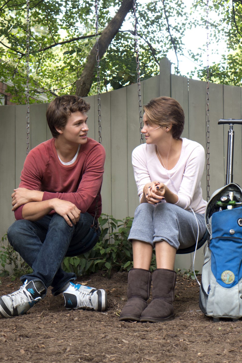 Ansel Elgort stars as Augustus Waters and Shailene Woodley stars as Hazel Grace Lancaster in 20th Century Fox's The Fault in Our Stars (2014)