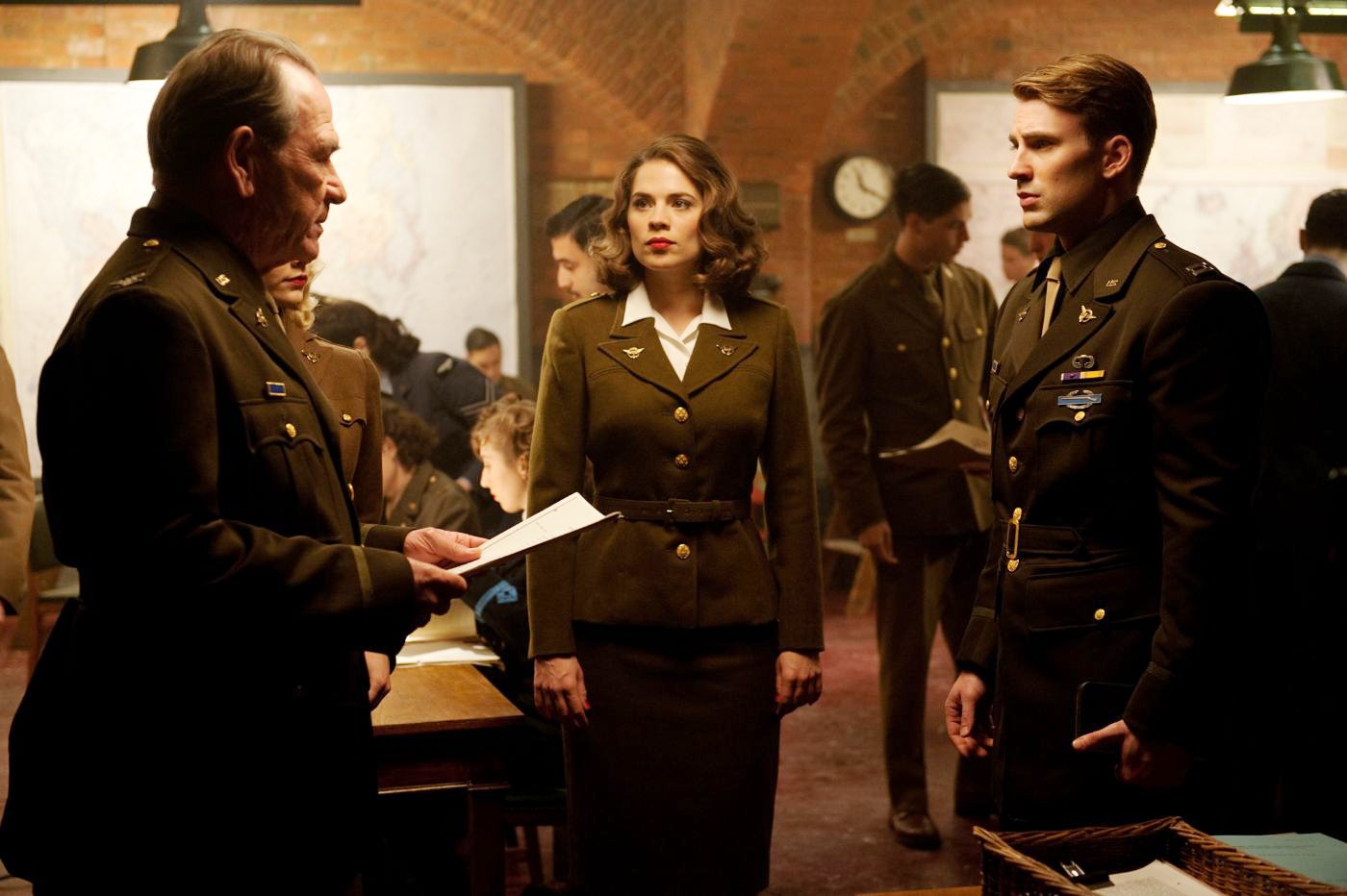 Tommy Lee Jones, Hayley Atwell and Chris Evans in Paramount Pictures' Captain America: The First Avenger (2011)