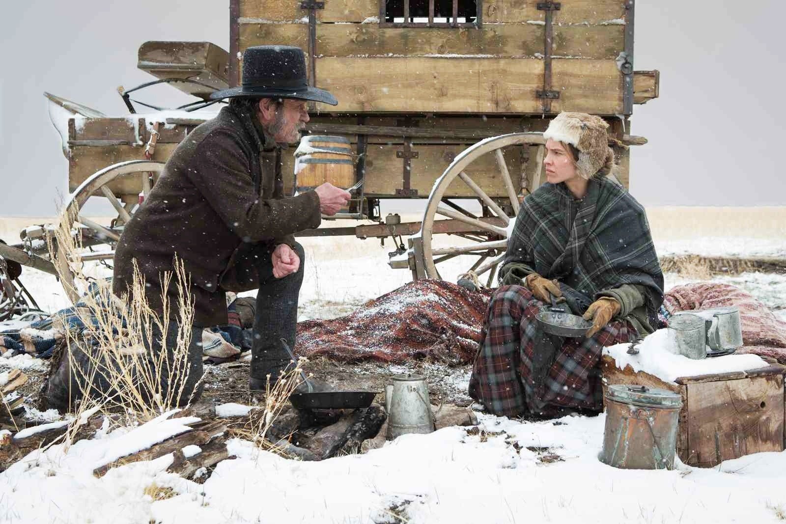 Tommy Lee Jones stars as George Briggs and Hilary Swank stars as Mary Bee Cuddy in Saban Films' The Homesman (2014)
