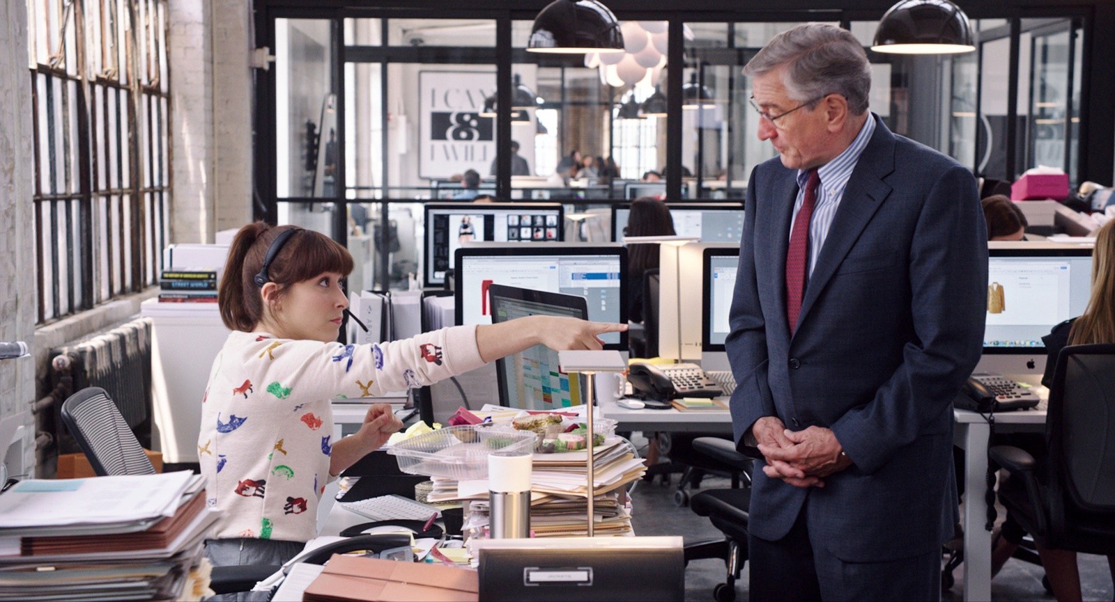 Christina Scherer stars as Becky Scott and Robert De Niro stars as Ben Whittaker in Warner Bros. Pictures' The Intern (2015)