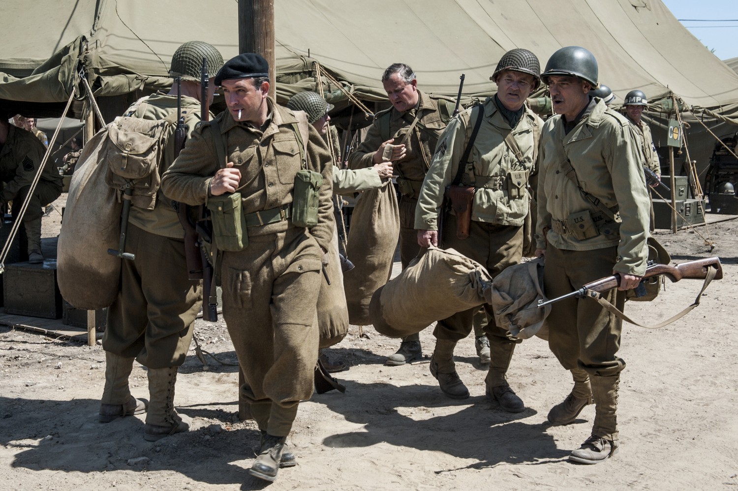 Jean Dujardin, Hugh Bonneville, Bob Balaban and George Clooney in Columbia Pictures' The Monuments Men (2014)