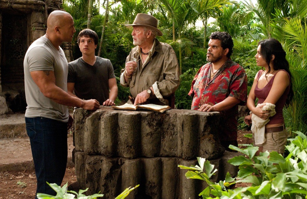 The Rock, Josh Hutcherson, Michael Caine, Luis Guzman and Vanessa Hudgens in Warner Bros. Pictures' Journey 2: The Mysterious Island (2012)