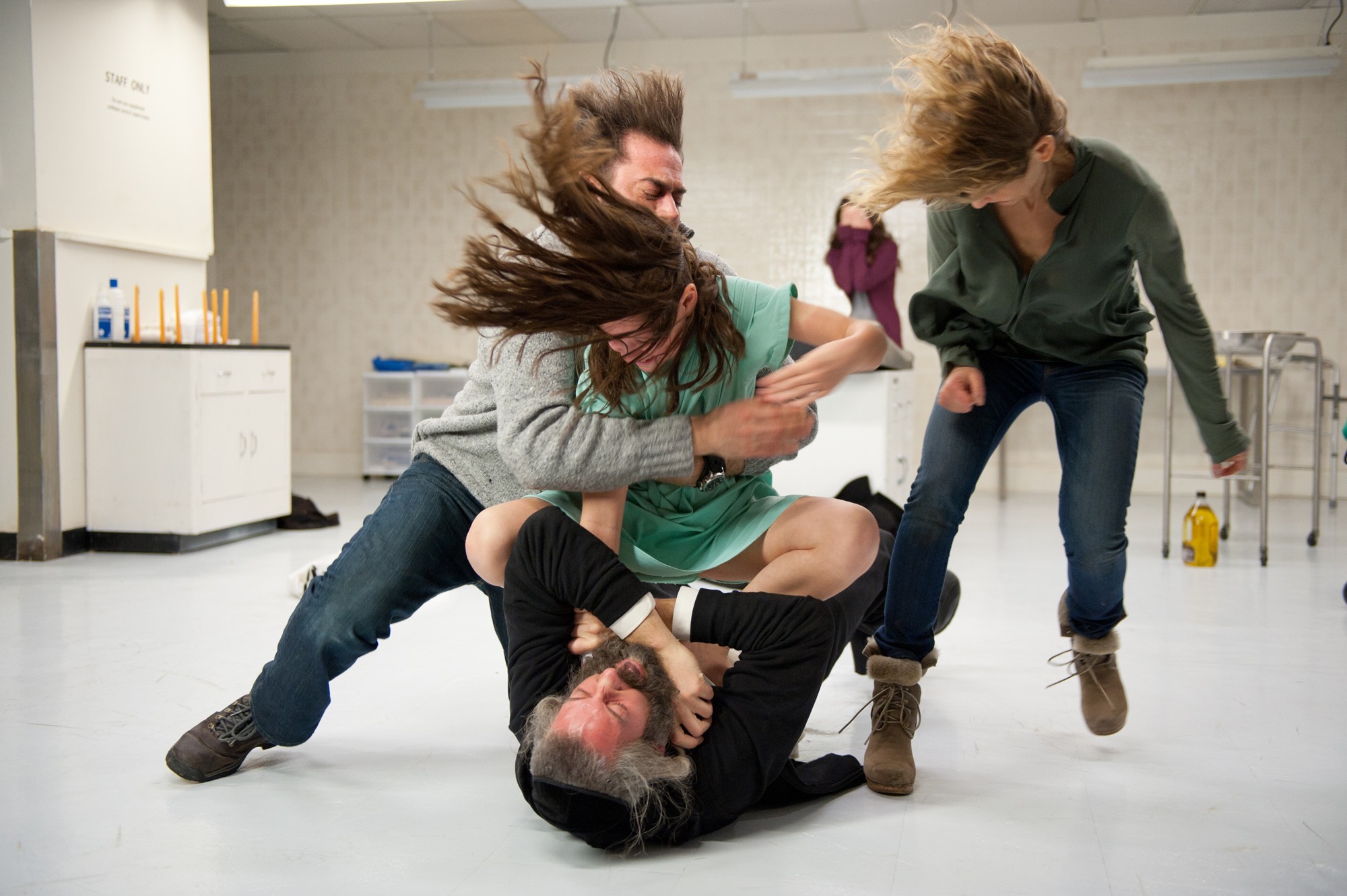 Matisyahu, Jeffrey Dean Morgan, Natasha Calis and Kyra Sedgwick in Lionsgate Films' The Possession (2012)