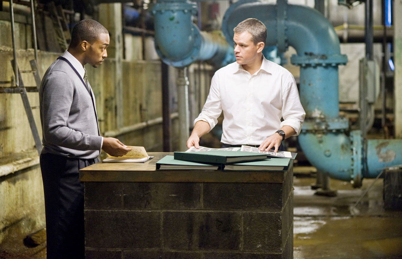 Anthony Mackie stars as Harry and Matt Damon stars as David Norris in Universal Pictures' The Adjustment Bureau (2011)