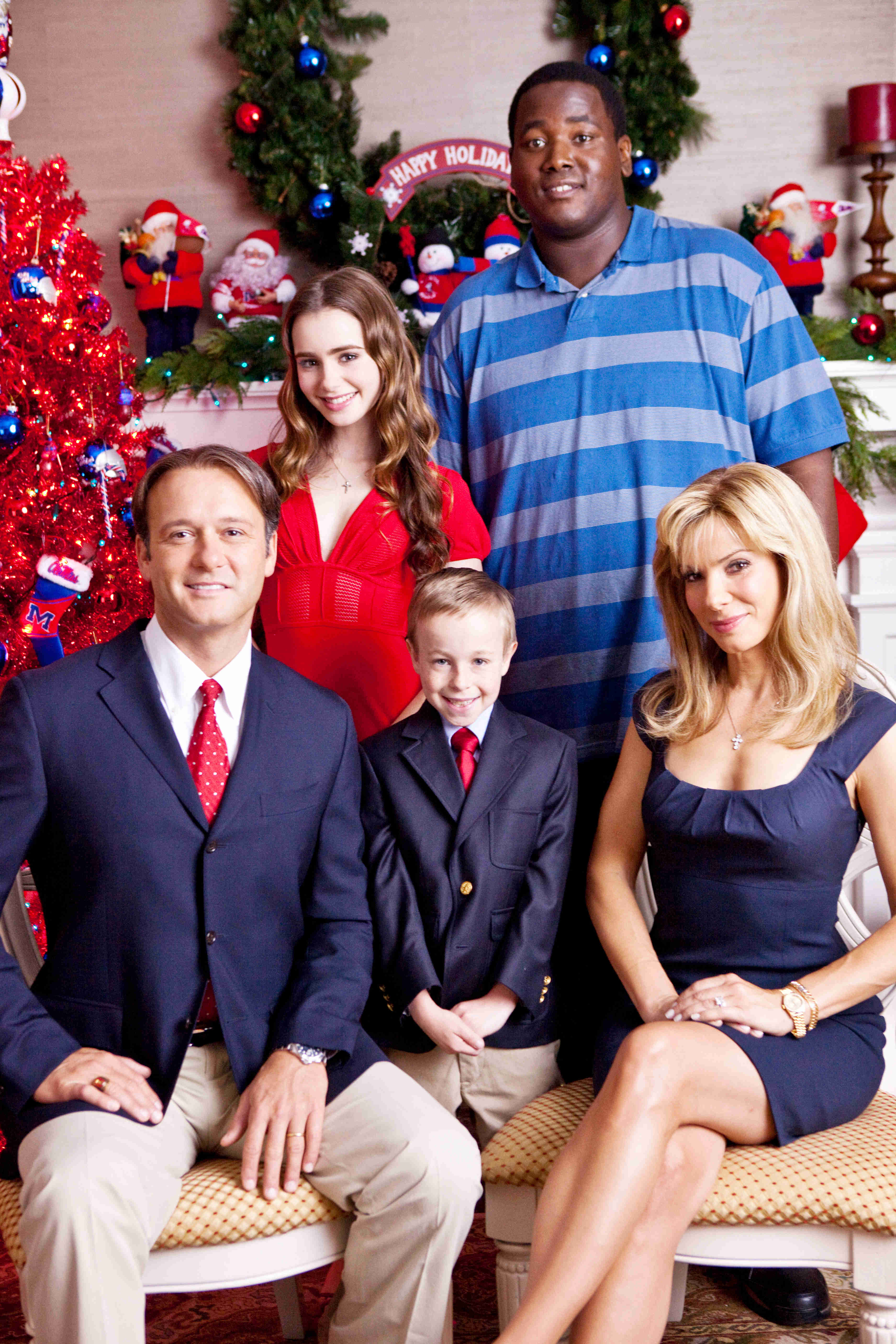 Tim McGraw, Lily Collins, Jae Head, Quinton Aaron and Sandra Bullock in The 20th Century Fox's The Blind Side (2009)