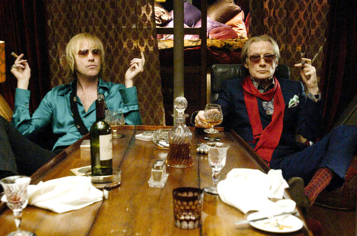 Rhys Ifans stars as Gavin Cavner and Bill Nighy stars as Quentin in Focus Features' Pirate Radio (2009)