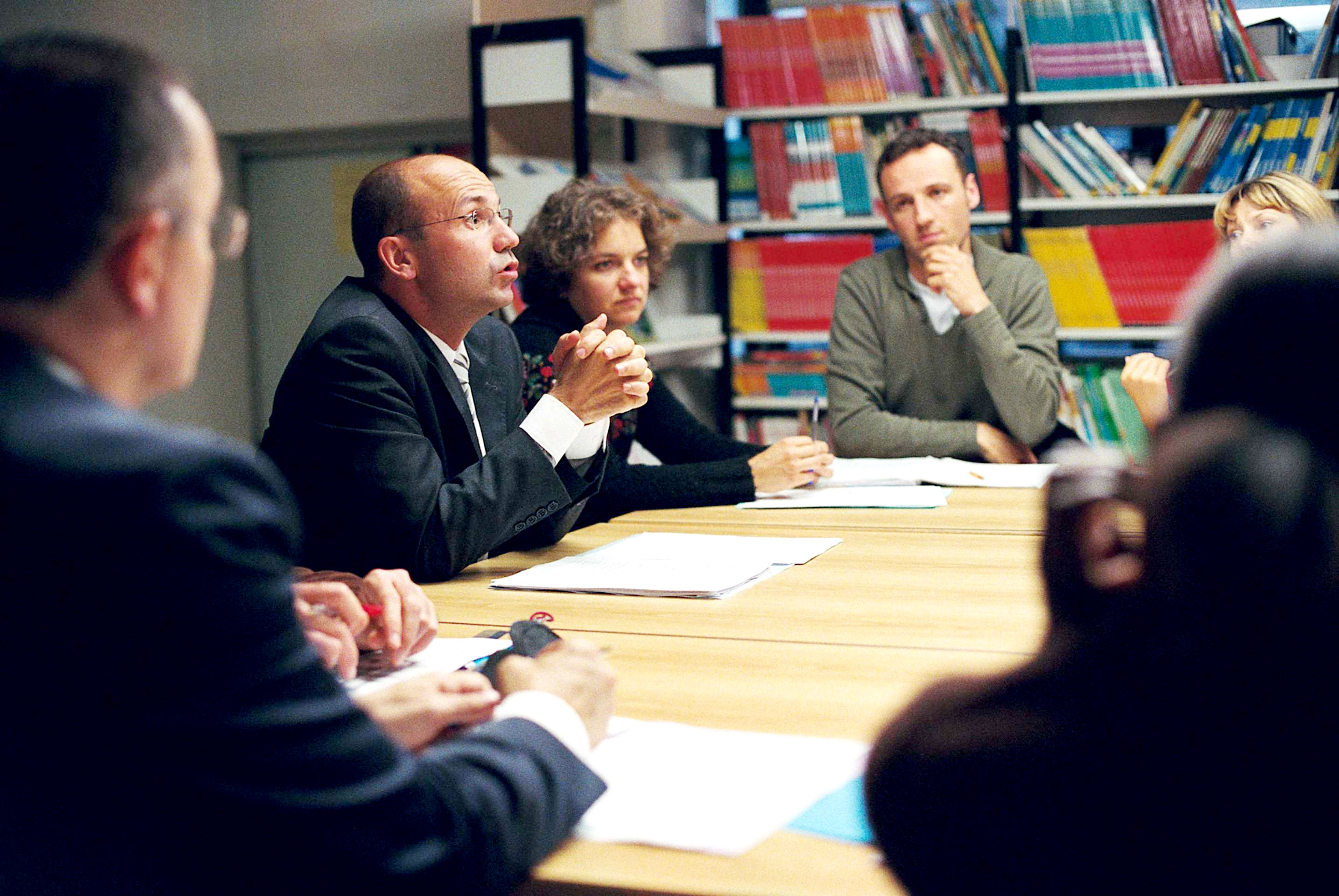 Jean-Michel Simonet stars as the Principle, teacher and Francois Begaudeau stars as Francois in Sony Pictures Classics' The Class (2008). Photo credit by Pierre Milon.