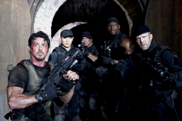 Sylvester Stallone, Jet Li, Randy Couture, Terry Crews and Jason Statham in Lionsgate Films' The Expendables (2010)