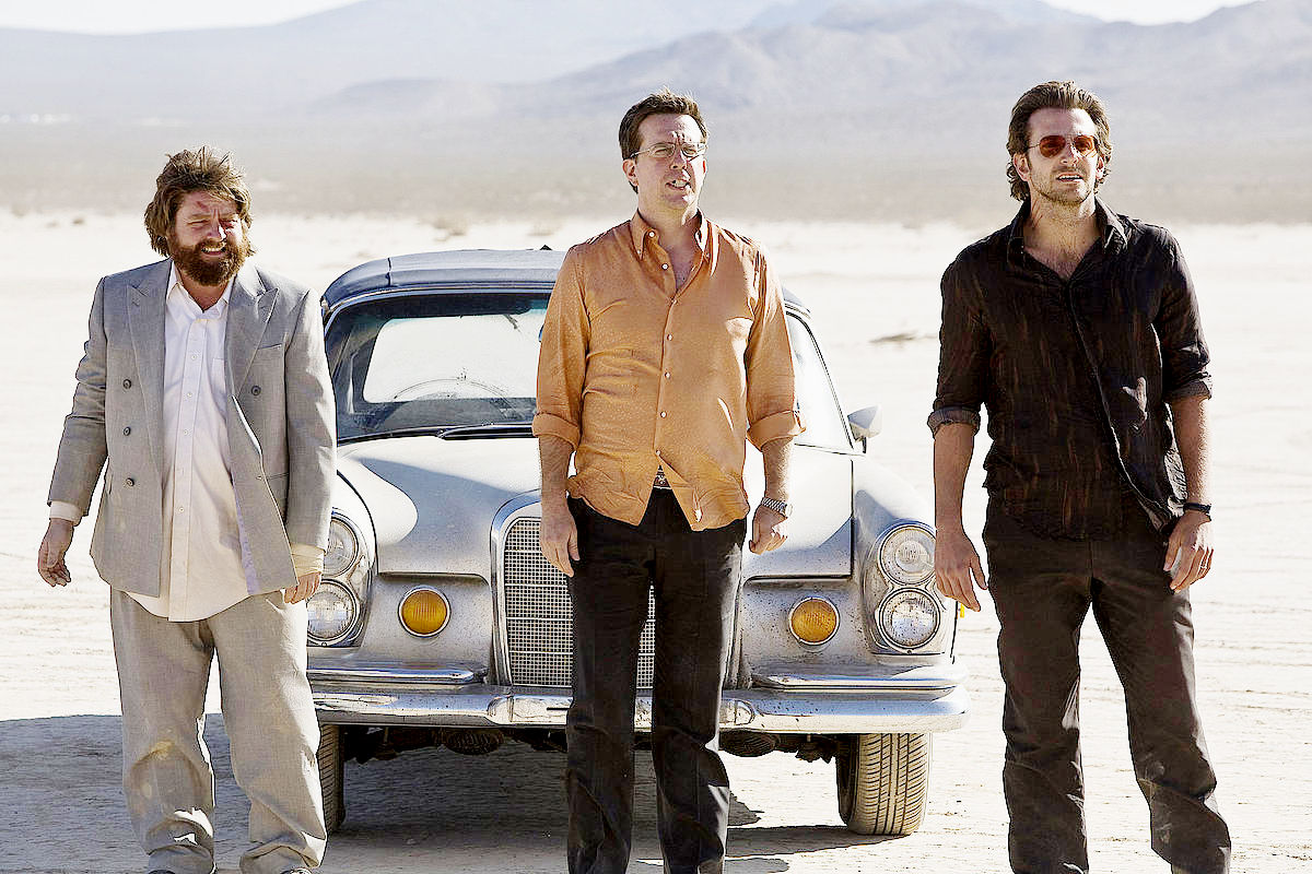 Zach Galifianakis, Ed Helms and Bradley Cooper in Warner Bros. Pictures' The Hangover (2009)