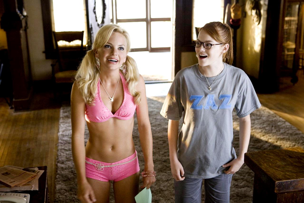 Anna Faris stars as Shelley Darlingson and Emma Stone stars as Natalie in Columbia Pictures' The House Bunny (2008)