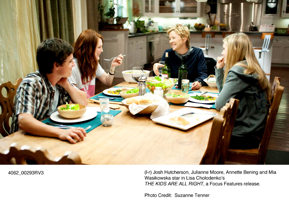 Josh Hutcherson, Julianne Moore, Annette Bening and Mia Wasikowska in Focus Features' The Kids Are All Right (2010)