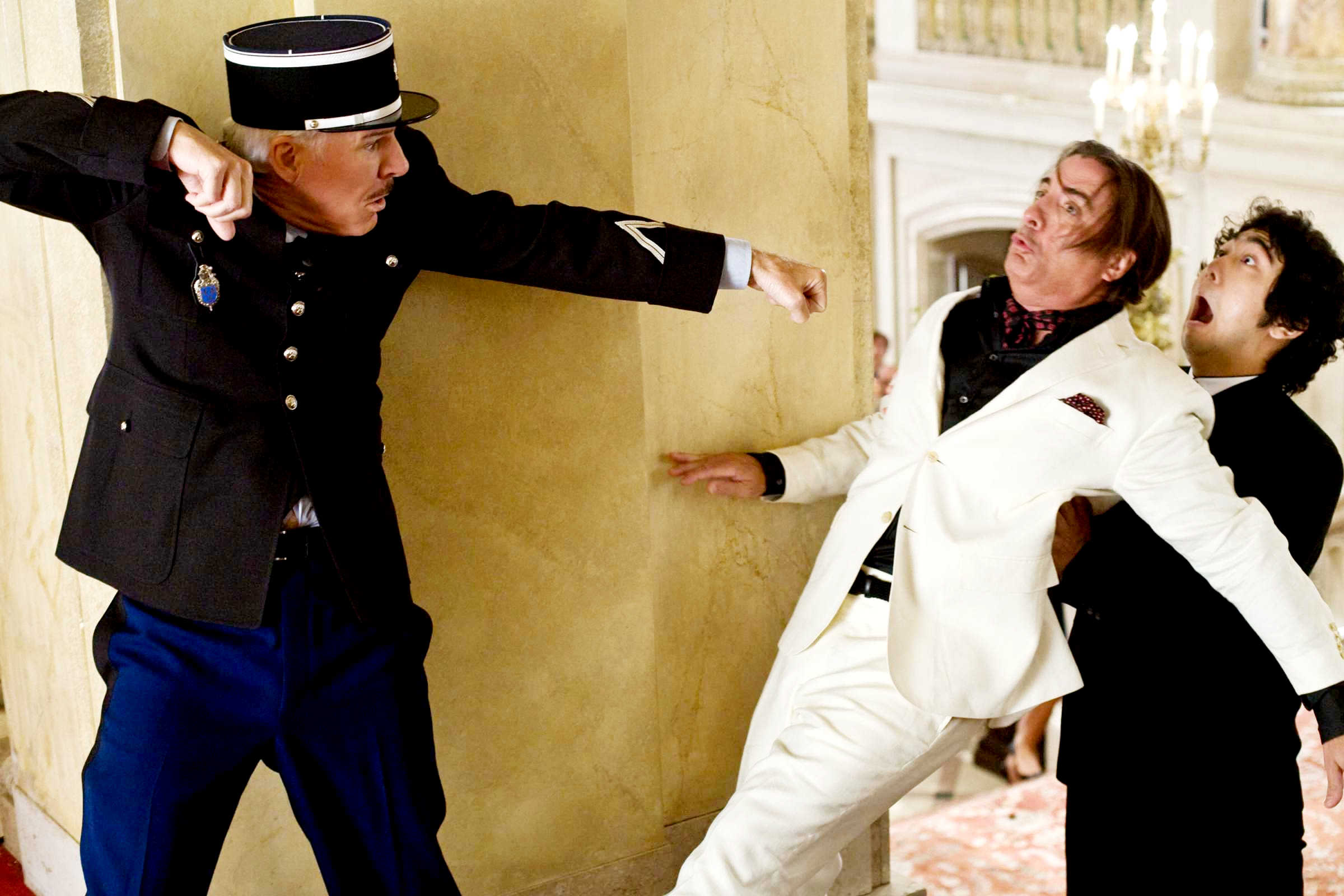 Steve Martin, Andy Garcia and Yuki Matsuzaki in Columbia Pictures' The Pink Panther 2 (2009). Photo credit by Peter Iovino.