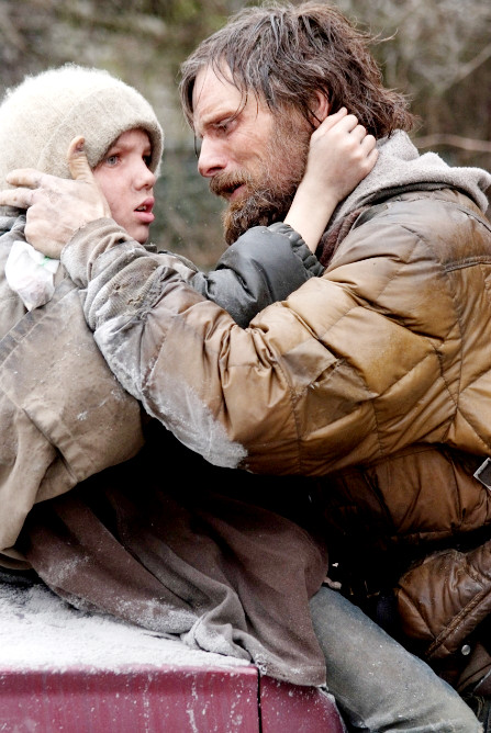 Kodi Smit-McPhee stars as Son and Viggo Mortensen stars as Father in Dimension Films' The Road (2009)