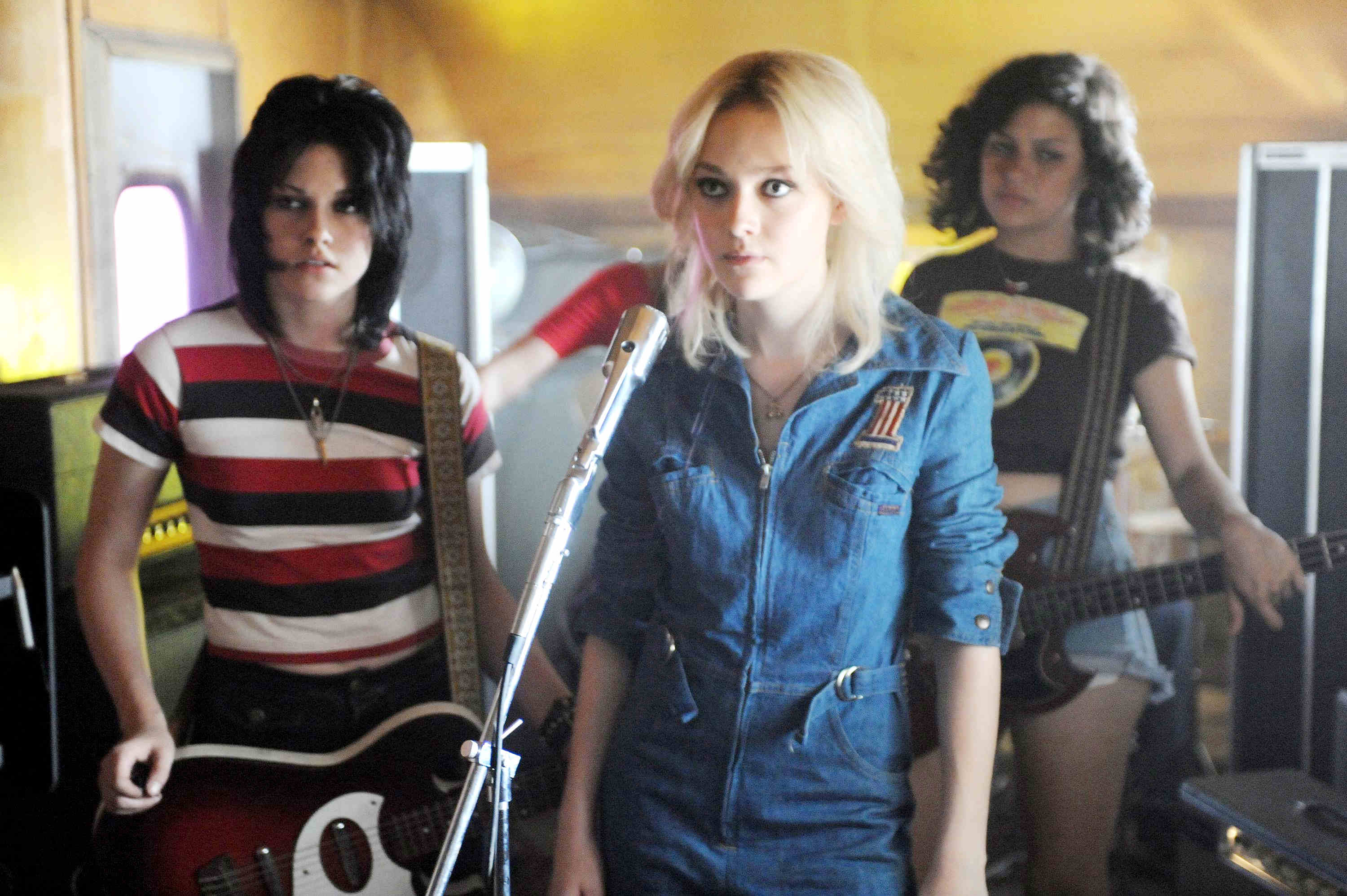 Kristen Stewart stars as Joan Jett and Dakota Fanning stars as Cherie Currie in Apparition's The Runaways (2010)