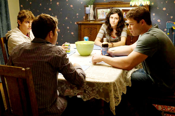 Dave Franco, Andrew Seeley, Shannon Marie Woodward and Josh Emerson in Leomax Entertainment's The Shortcut (2009)