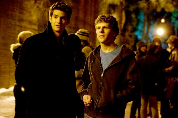 Andrew Garfield stars as Eduardo Saverin and Jesse Eisenberg stars as Mark Zuckerberg in Columbia Pictures' The Social Network (2010)