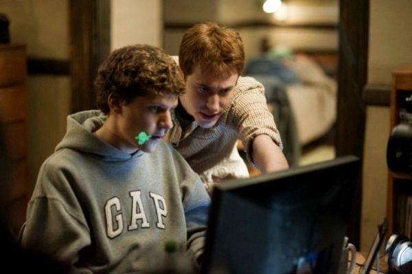 Jesse Eisenberg stars as Mark Zuckerberg and Joseph Mazzello stars as Dustin Moskovitz in Columbia Pictures' The Social Network (2010)