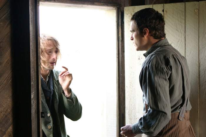 Adrien Brody and Joaquin Phoenix in Buena Vista Pictures' The Village (2004)