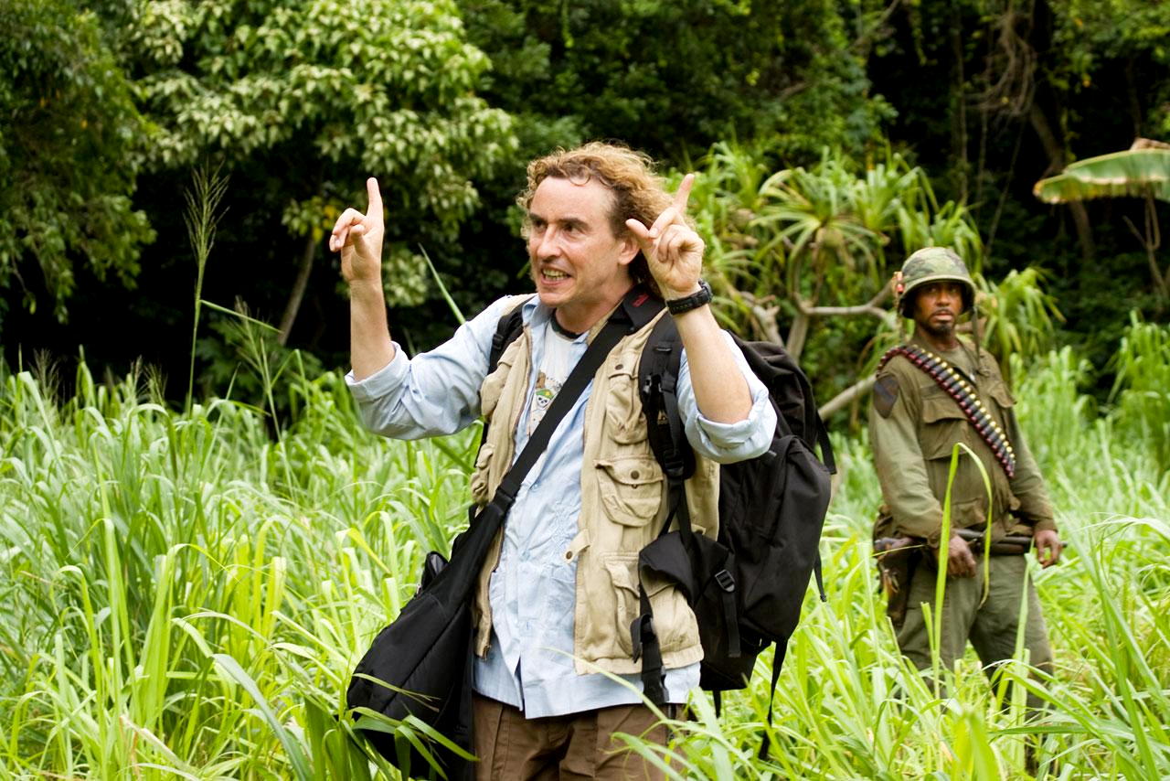 Steve Coogan stars as Damien Cockburn and Robert Downey Jr. stars as Kirk Lazarus in DreamWorks Pictures' Tropic Thunder (2008)