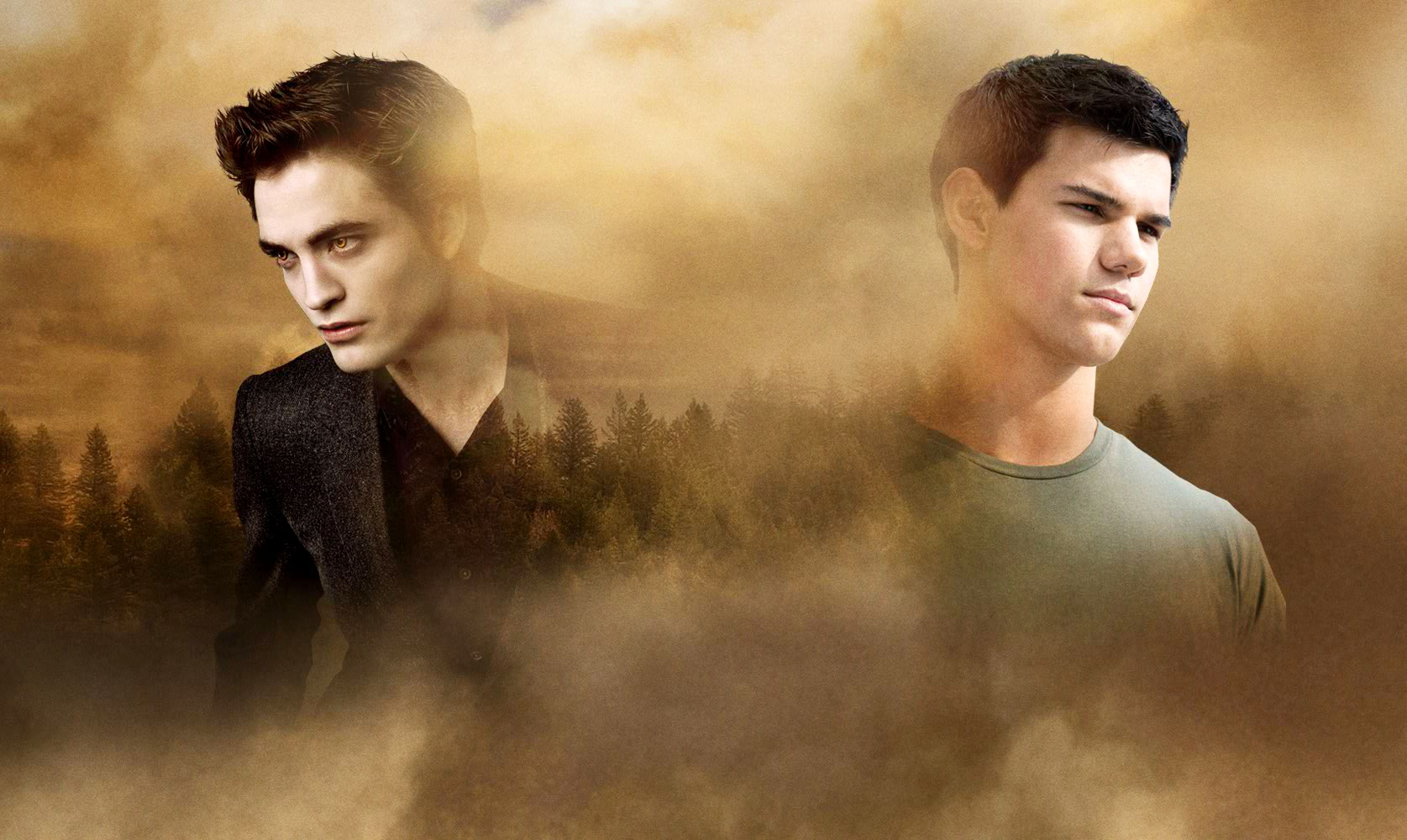 Robert Pattinson stars as Edward Cullen and Taylor Lautner stars as Jacob Black in Summit Entertainment's The Twilight Saga's New Moon (2009)